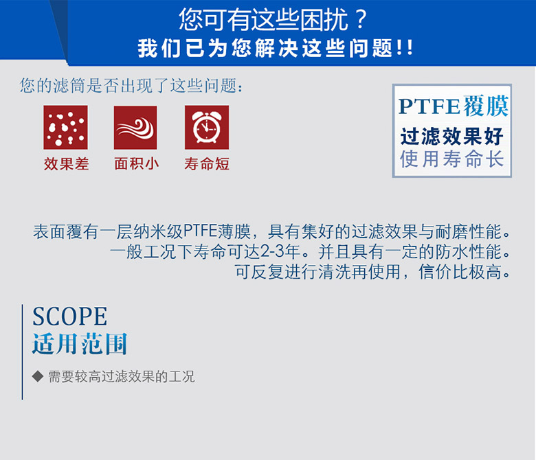 高效滤筒 聚酯纤维滤筒 ptfe覆膜滤筒 覆膜聚酯滤筒